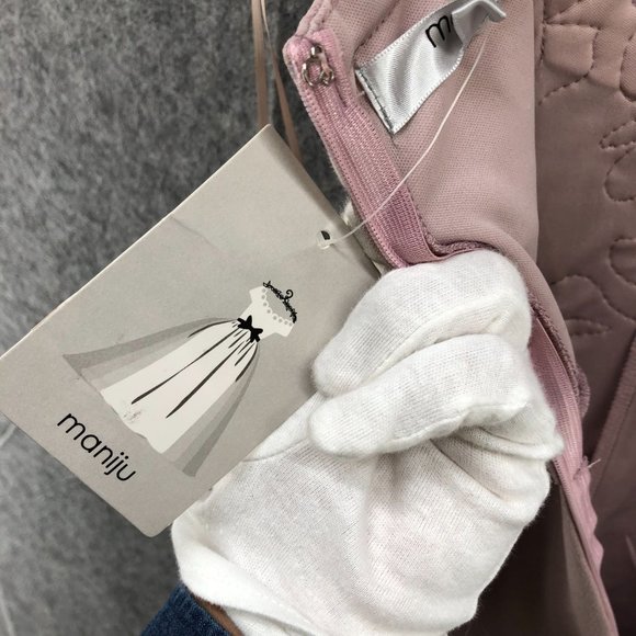 NWT Maniju Dress Split Side Leg Mauve Embroidered Crochet Side Sweetheart Sz M - Picture 7 of 12